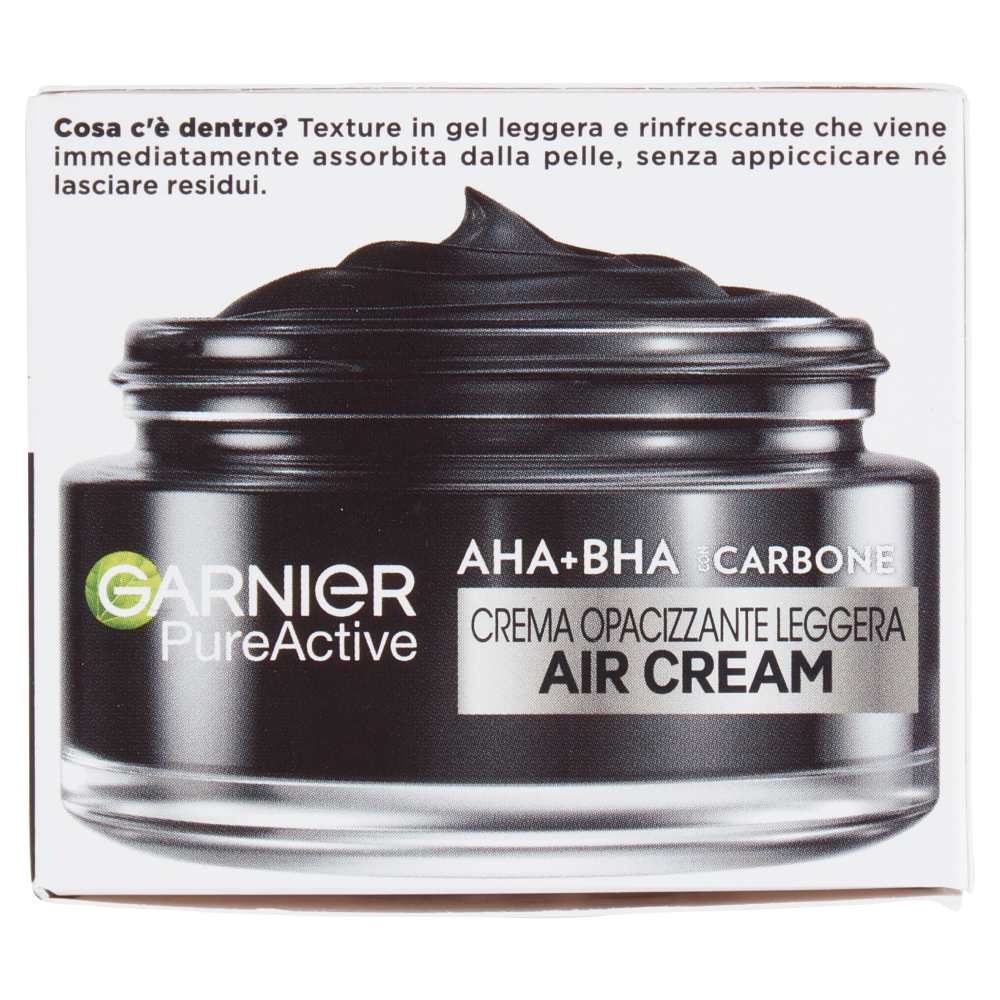 Garnier PureActive Air Cream AHA+BHA con Carbone - Crema Opacizzante Leggera 50 ml