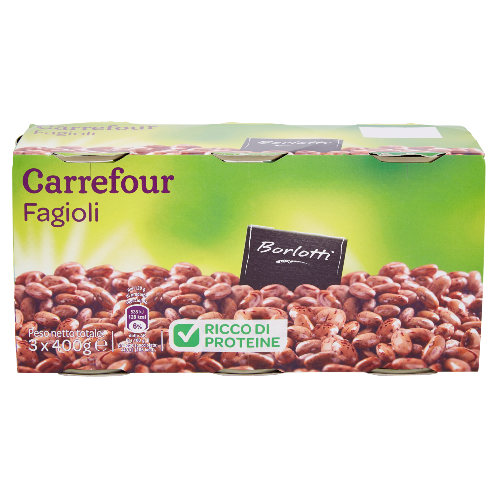 Carrefour Fagioli Borlotti 3 x 400 g
