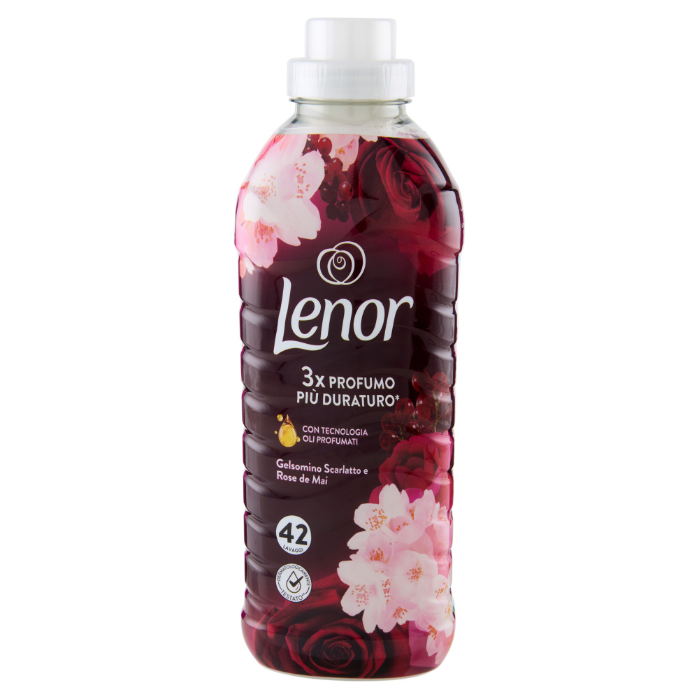 Lenor Ammorbidente Lavatrice Concentrato, Gelsomino Scarlatto e Rose de Mai, 42 Lavaggi 882 ml