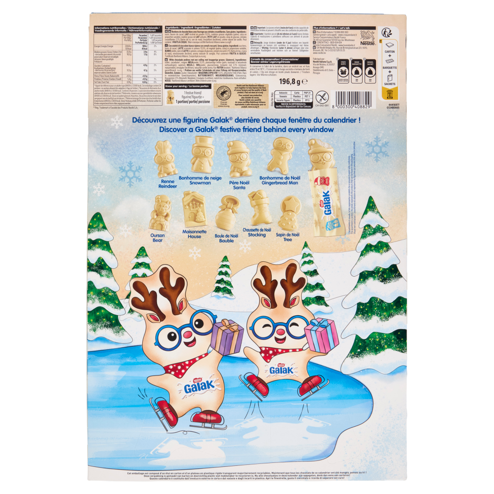 GALAK Calendario Avvento Personaggi di Cioccolato Bianco e Cereali 196,8g