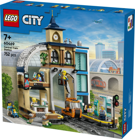 LEGO City 60469 Stazione Centrale con Veicolo Giocattolo, Ascensore, Biglietteria e 2 Piattaforme per Bambini e Bambine da 7+