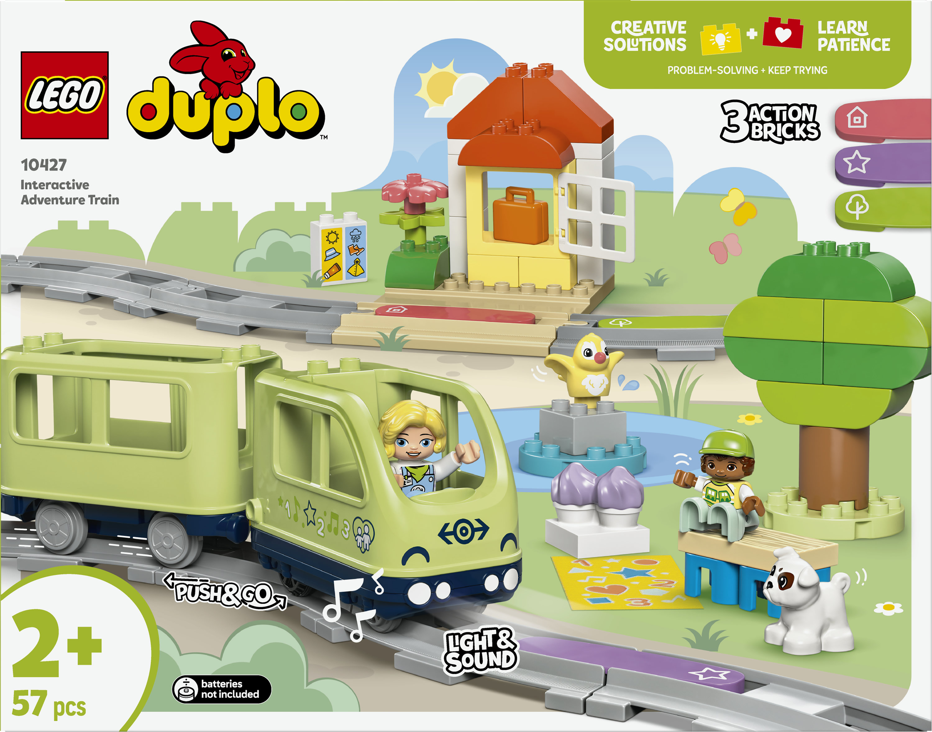 LEGO DUPLO 10427 Treno d&rsquo;Avventura Interattivo, Giochi per Bambini e Bambine da 2+ con Mattoncini Multifunzione, Idea Regalo