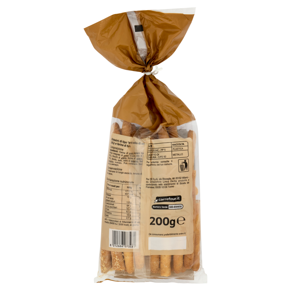 Carrefour Extra Grissini con Farina di Farro con Olio di Oliva 200 g