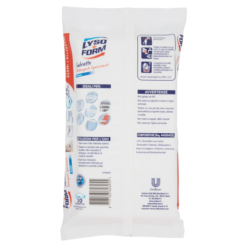 Lysoform Salviette Detergenti Igienizzanti Ocean 30 pz