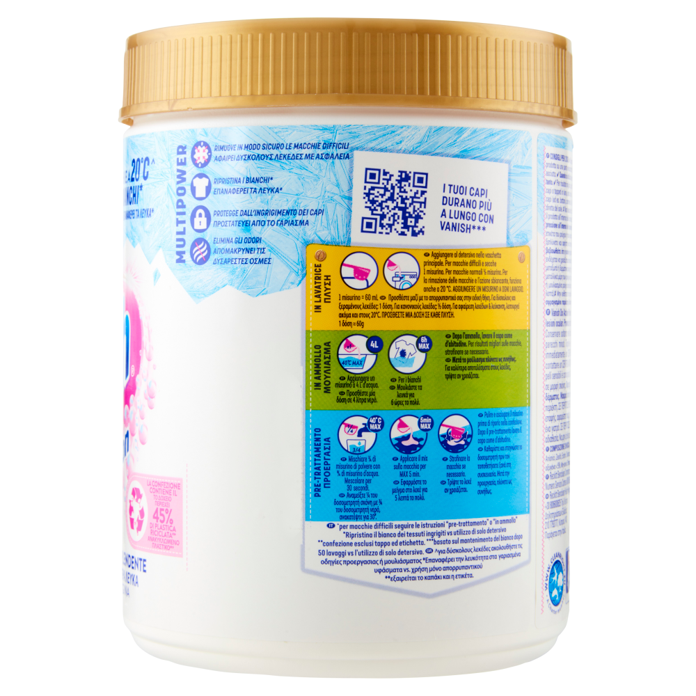 Vanish Oxi Action Multipower Polvere bianca Smacchiatore bucato 1 kg