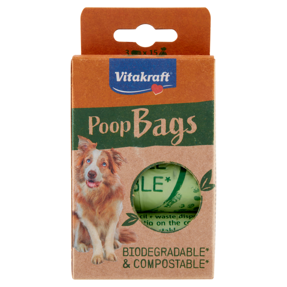 Vitakraft Poop Bags Biodegradable* & Compostable* 3 x 15 pz