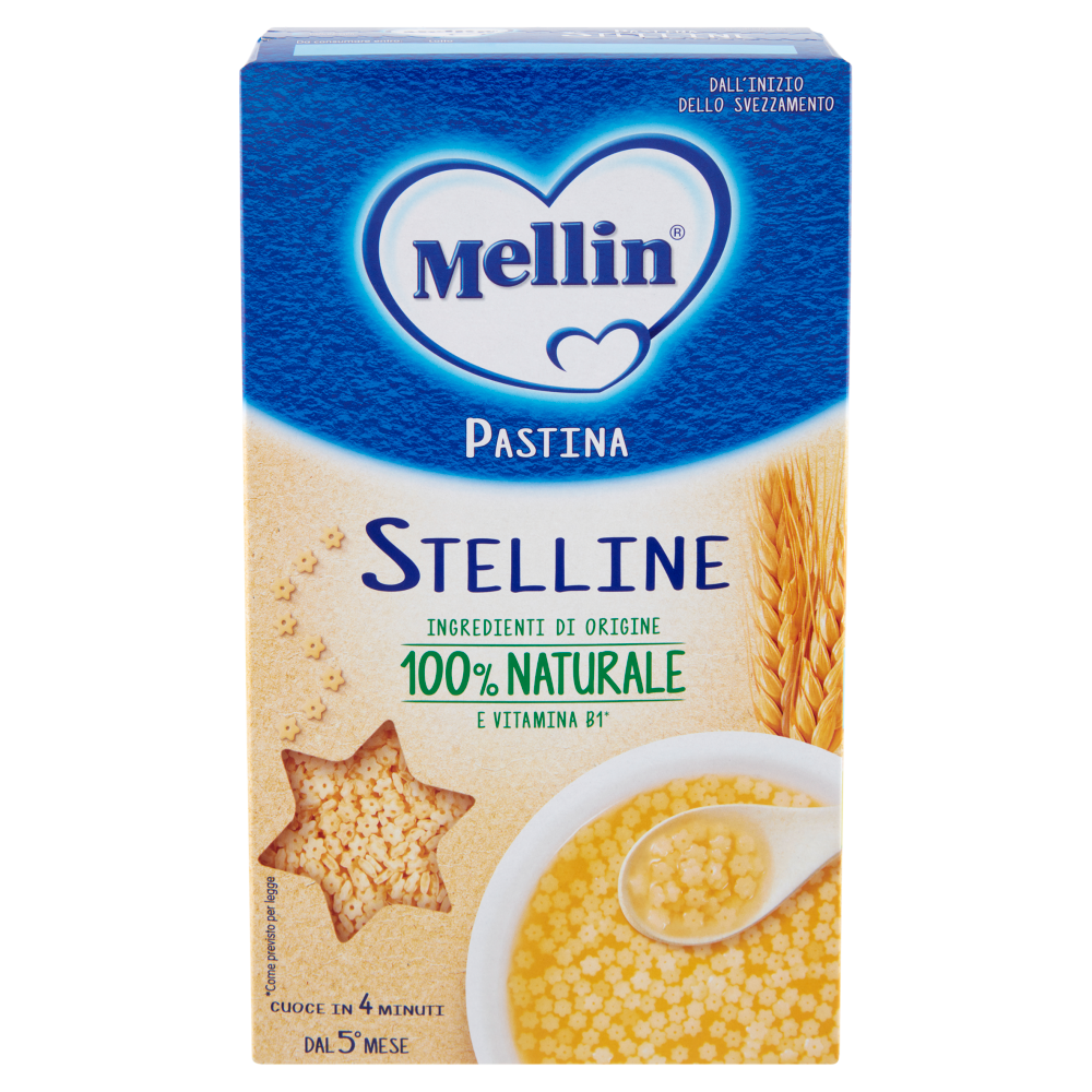 MELLIN Pastina 100% Naturale Stelline con farina Grano Tenero 320 g