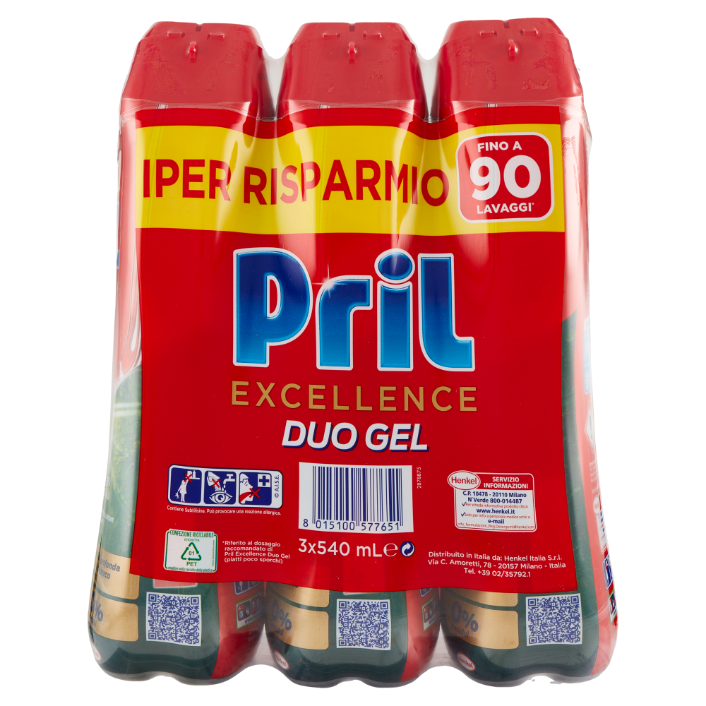 PRIL Excellence Duo Gel Sciogli Grasso 3x540ml