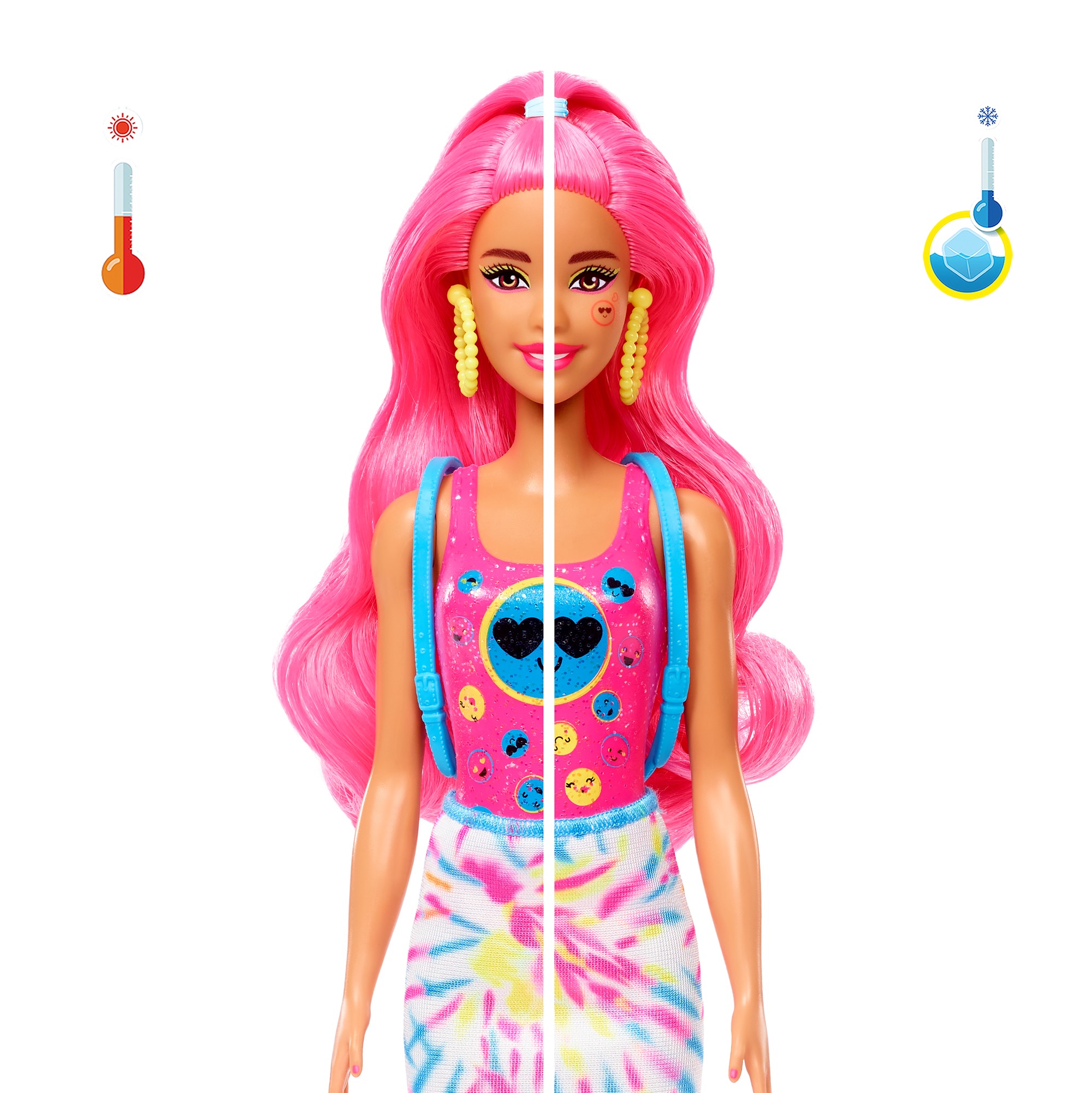 Barbie Color Reveal con 7 sorprese, Serie Fluo Tie-Dye con stampa Tie-Dye ed effetto cambia colore, Giocattolo e regalo per Bambini 3+ Anni