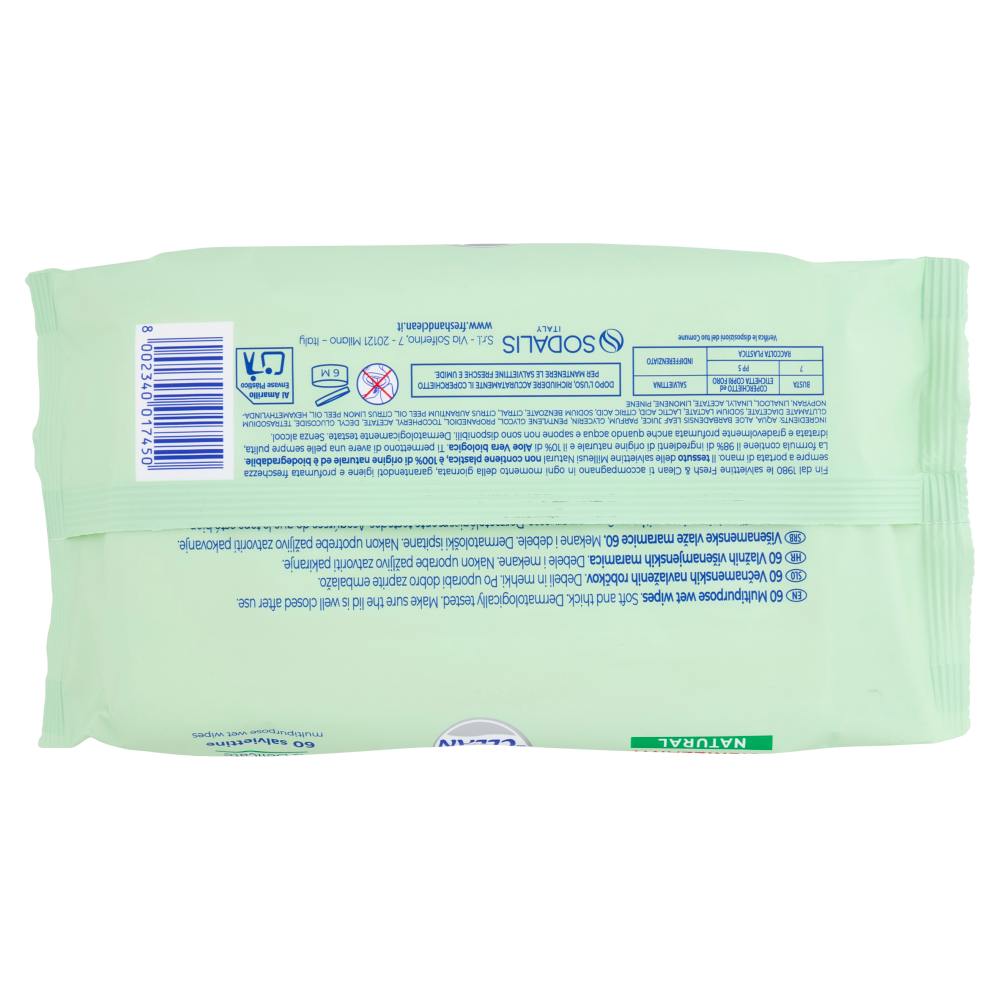 Fresh & Clean Salviettine Milleusi Igienizzanti Natural 60 pz