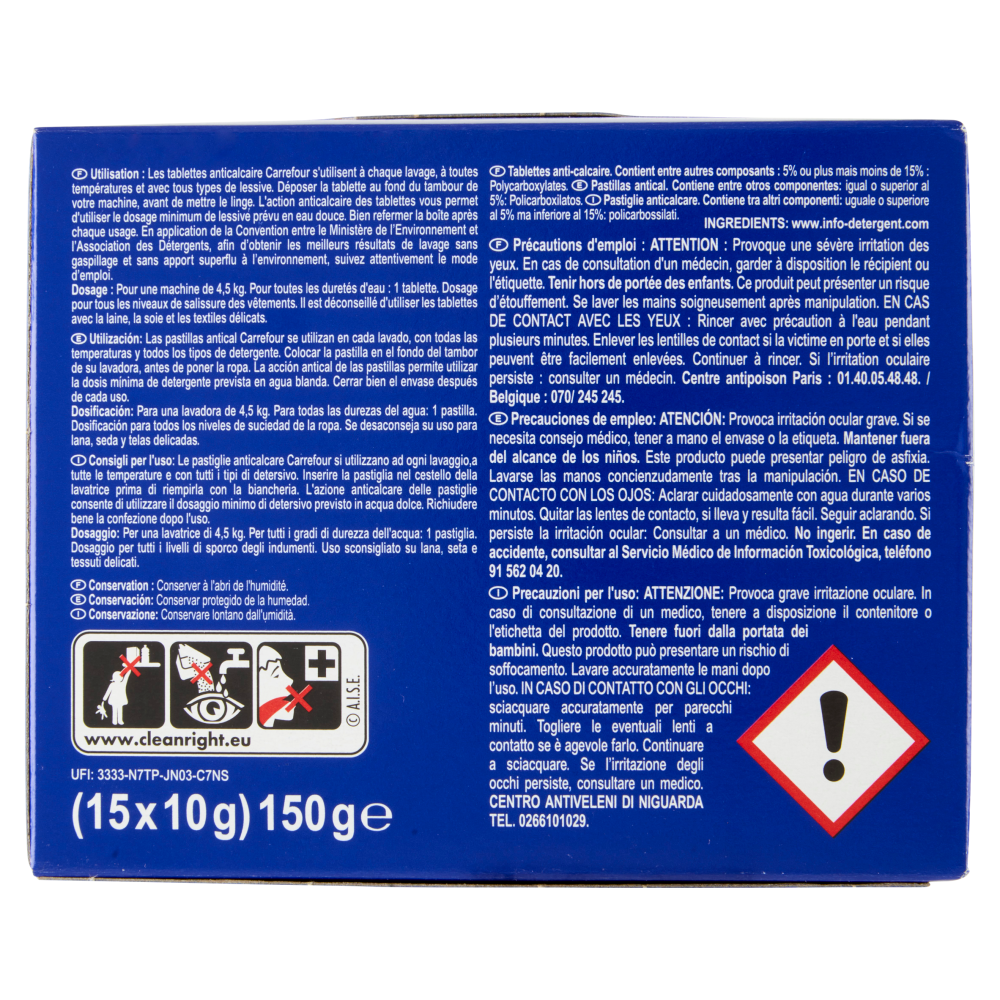 Carrefour Expert Protect 3in1 Pastiglie Anticalcare 15 pz