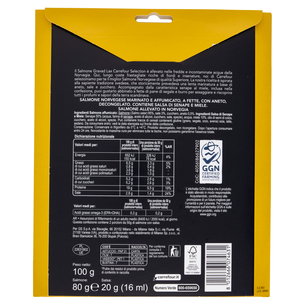 Carrefour Selection Salmone Norvegese Affumicato Gravad Lax 100 g