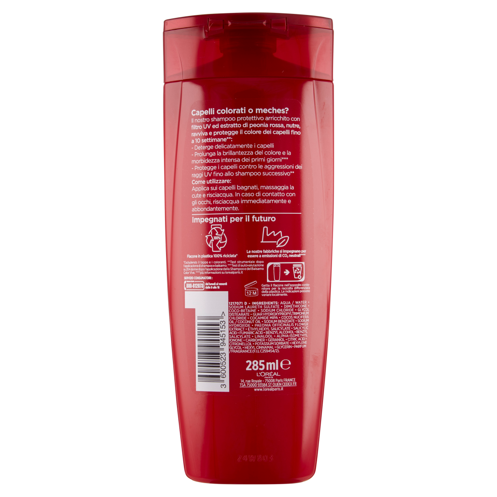 L'Or&eacute;al Paris Shampoo 2in1 Elvive Color Vive, Per Capelli Colorati, 285 ml