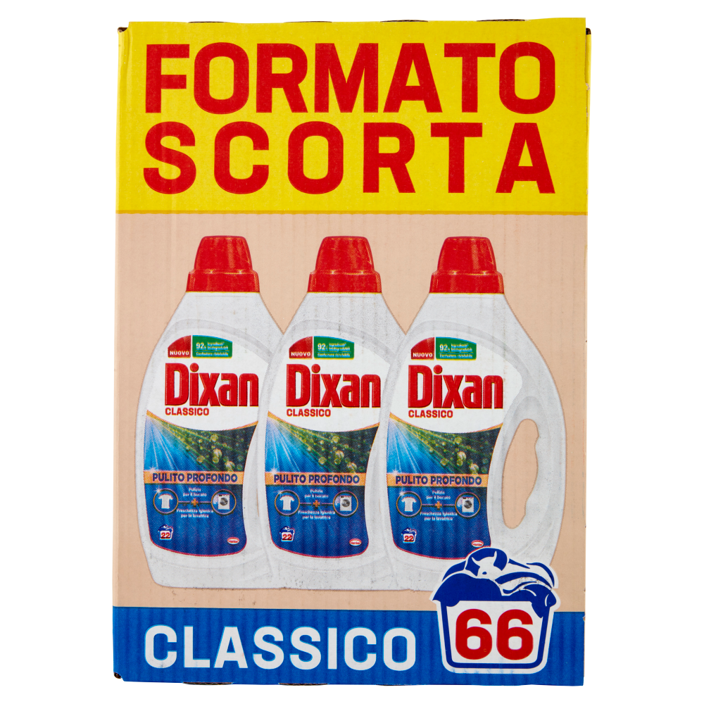DIXAN Liquido Classico 3x22=66 Lavaggi 3 x 990 ml
