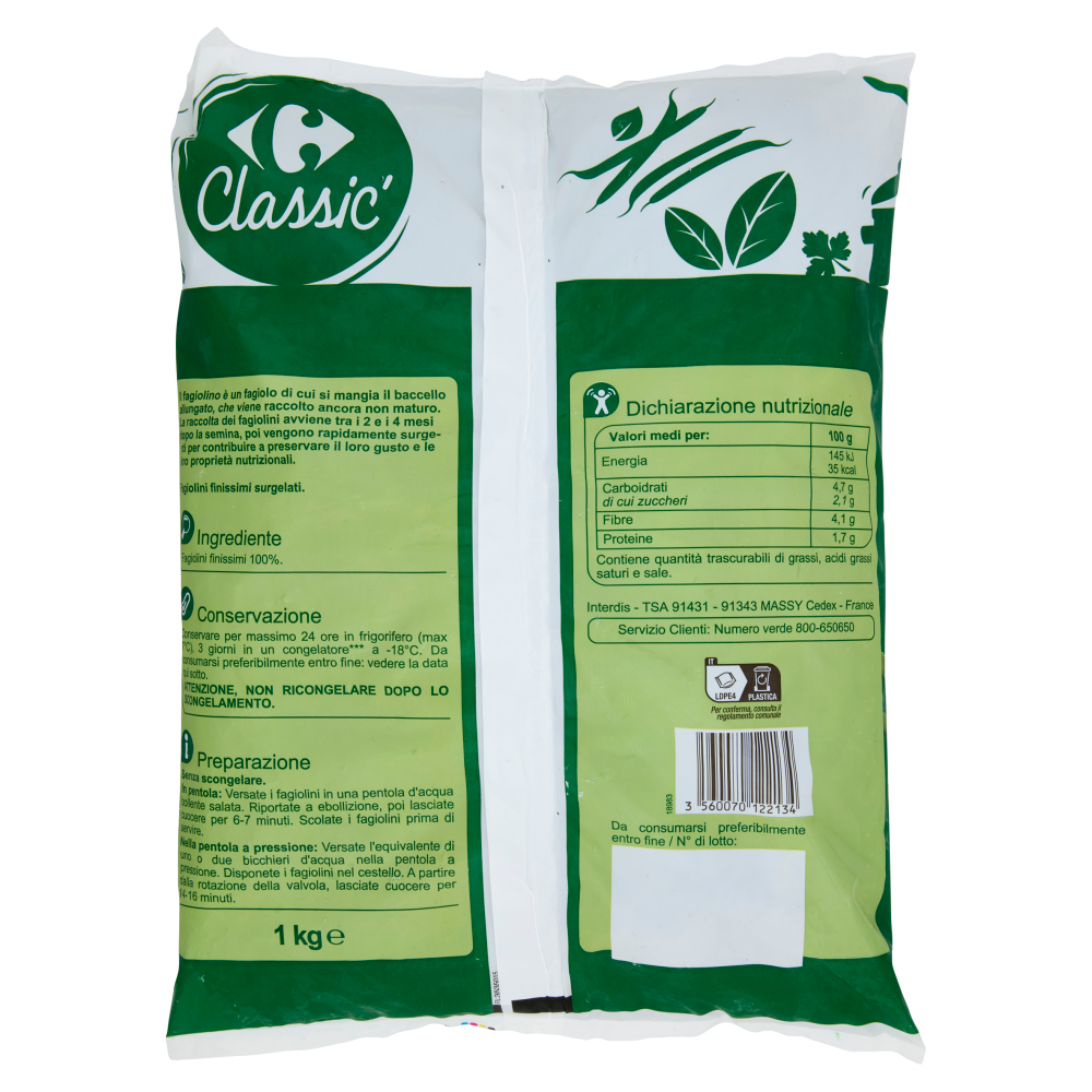 Carrefour Classic Fagiolini Finissimi Surgelato 1 kg