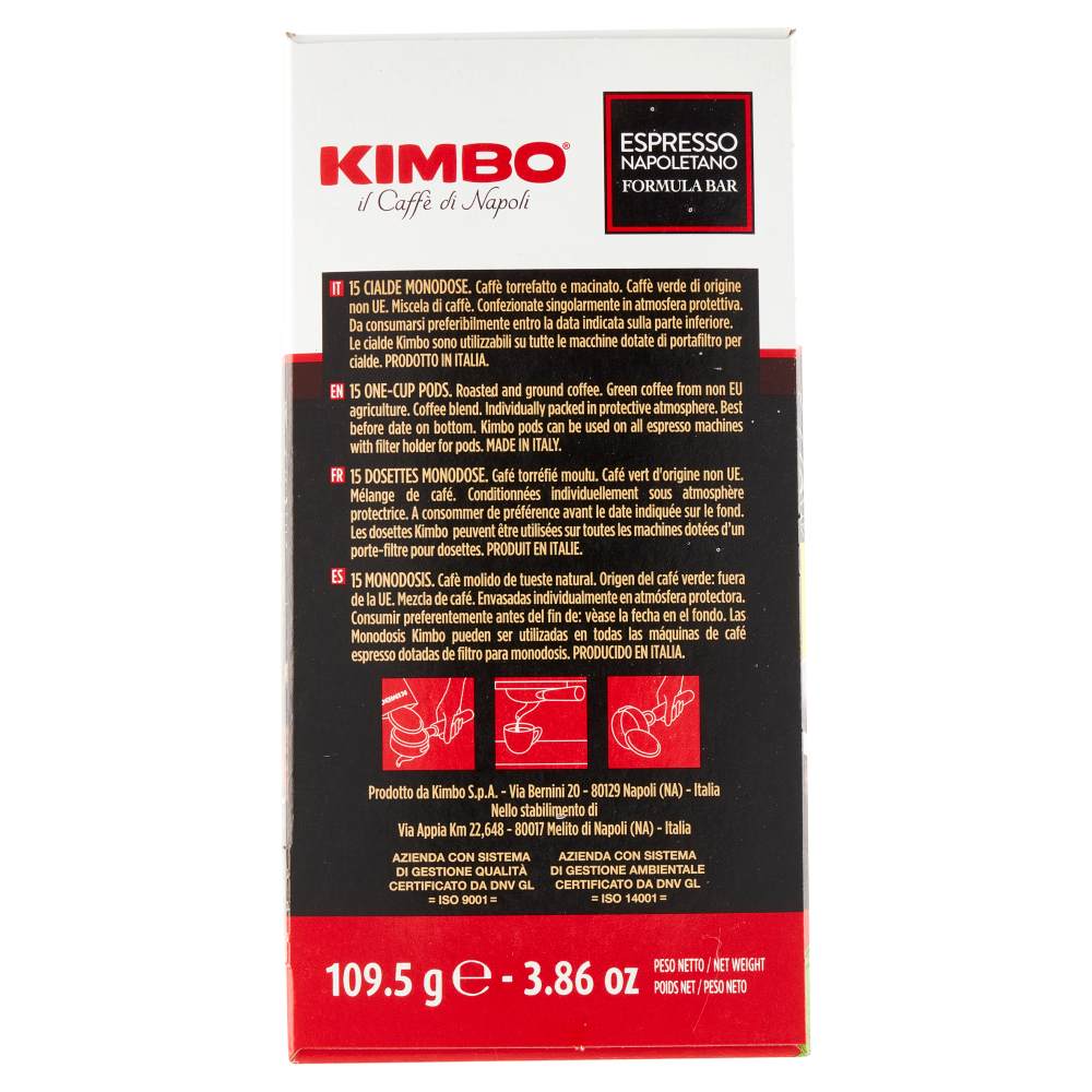 Kimbo Espresso Napoletano Formula Bar 15 Cialde Compostabili* 109.5 g