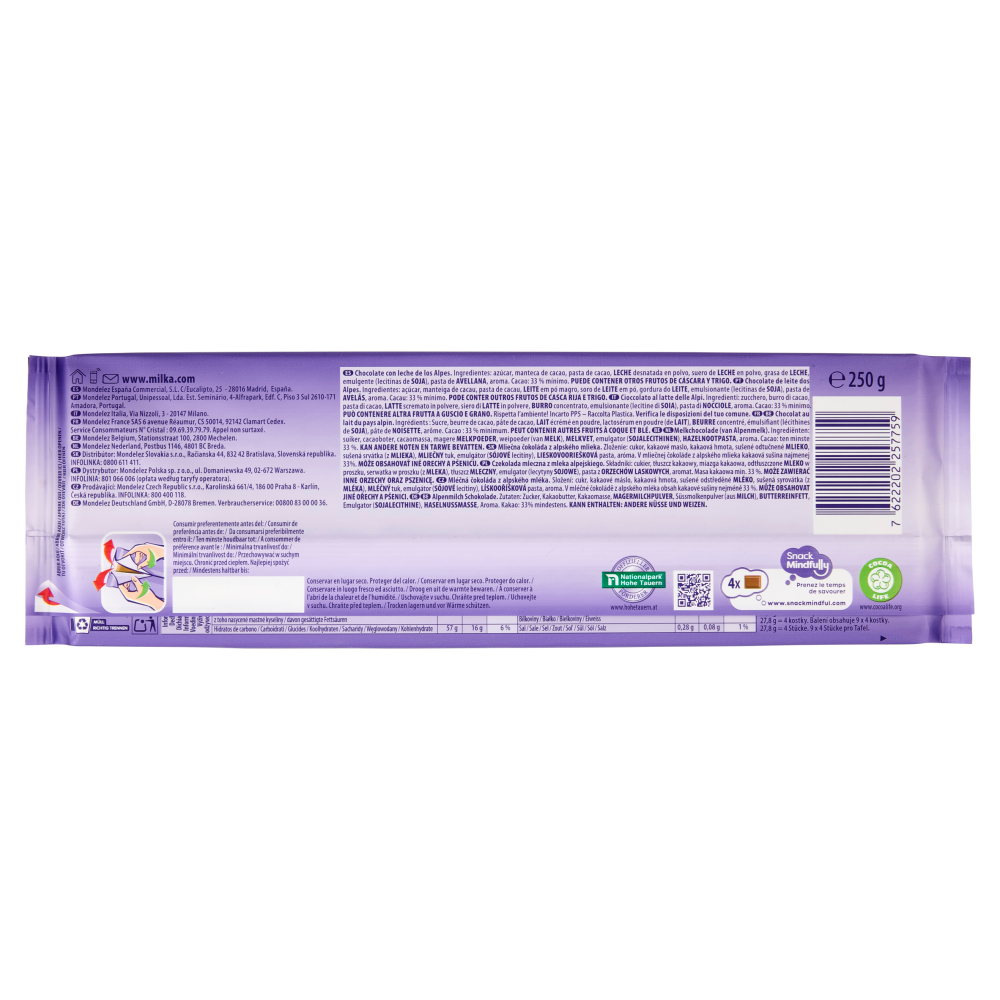 Milka Mmmax, maxi tavoletta di cioccolato al latte 100% alpino - 250g