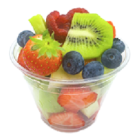 Bicchiere di frutta fresca ananas, fragola e kiwi