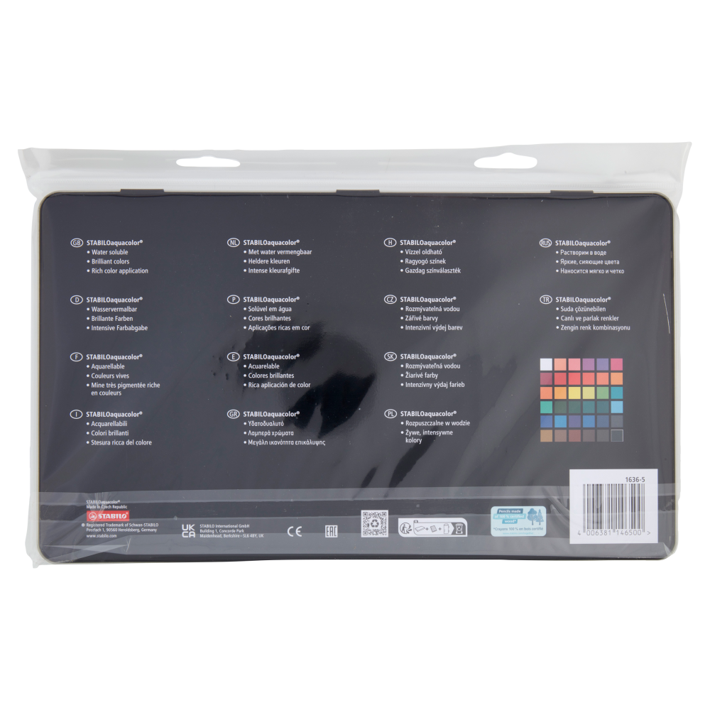 STABILOaquacolor matite colorate acquarellabili - scatola in metallo ARTY da 36 pz.