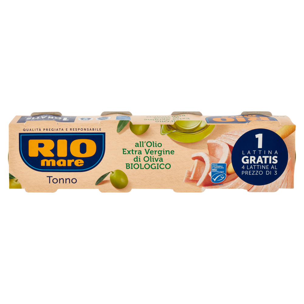 Rio mare Tonno all'Olio Extra Vergine di Oliva Biologico 4 x 65 g