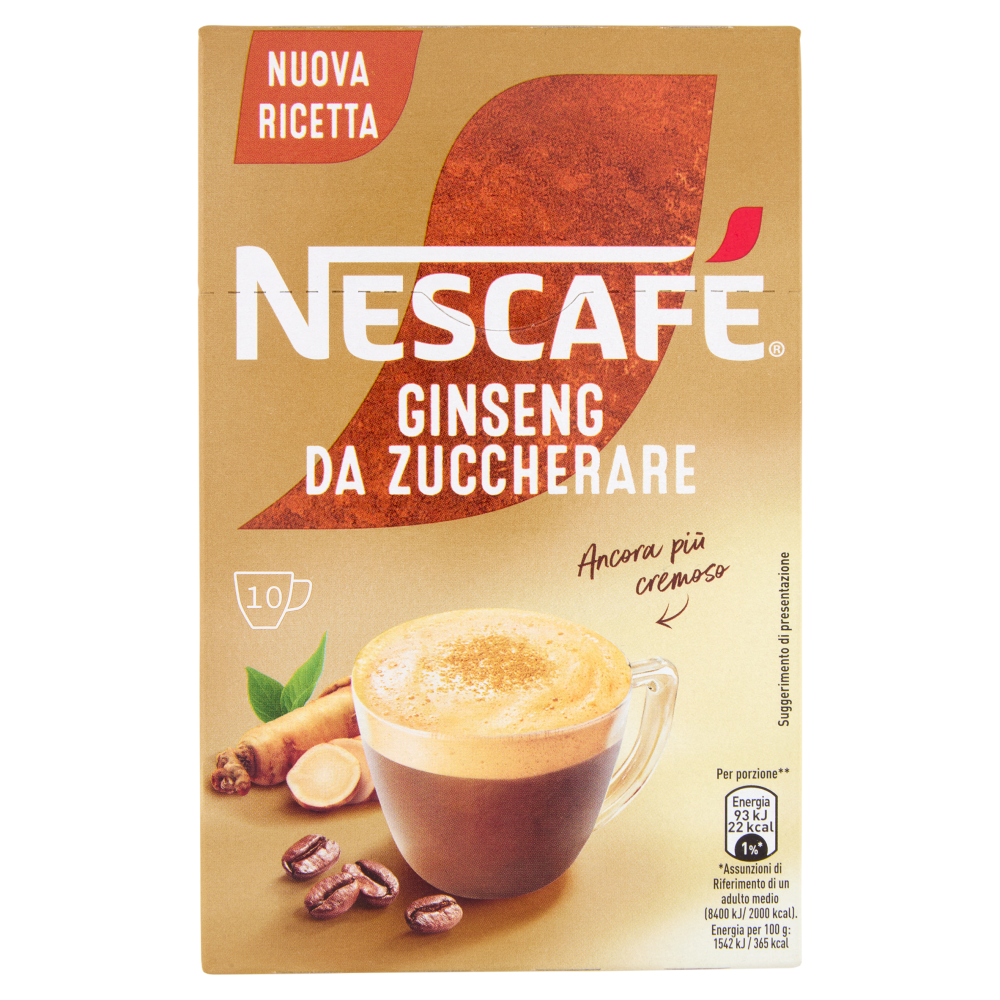 NESCAFÉ Ginseng da Zuccherare Caffè Solubile con Ginseng 10 Bustine 60g
