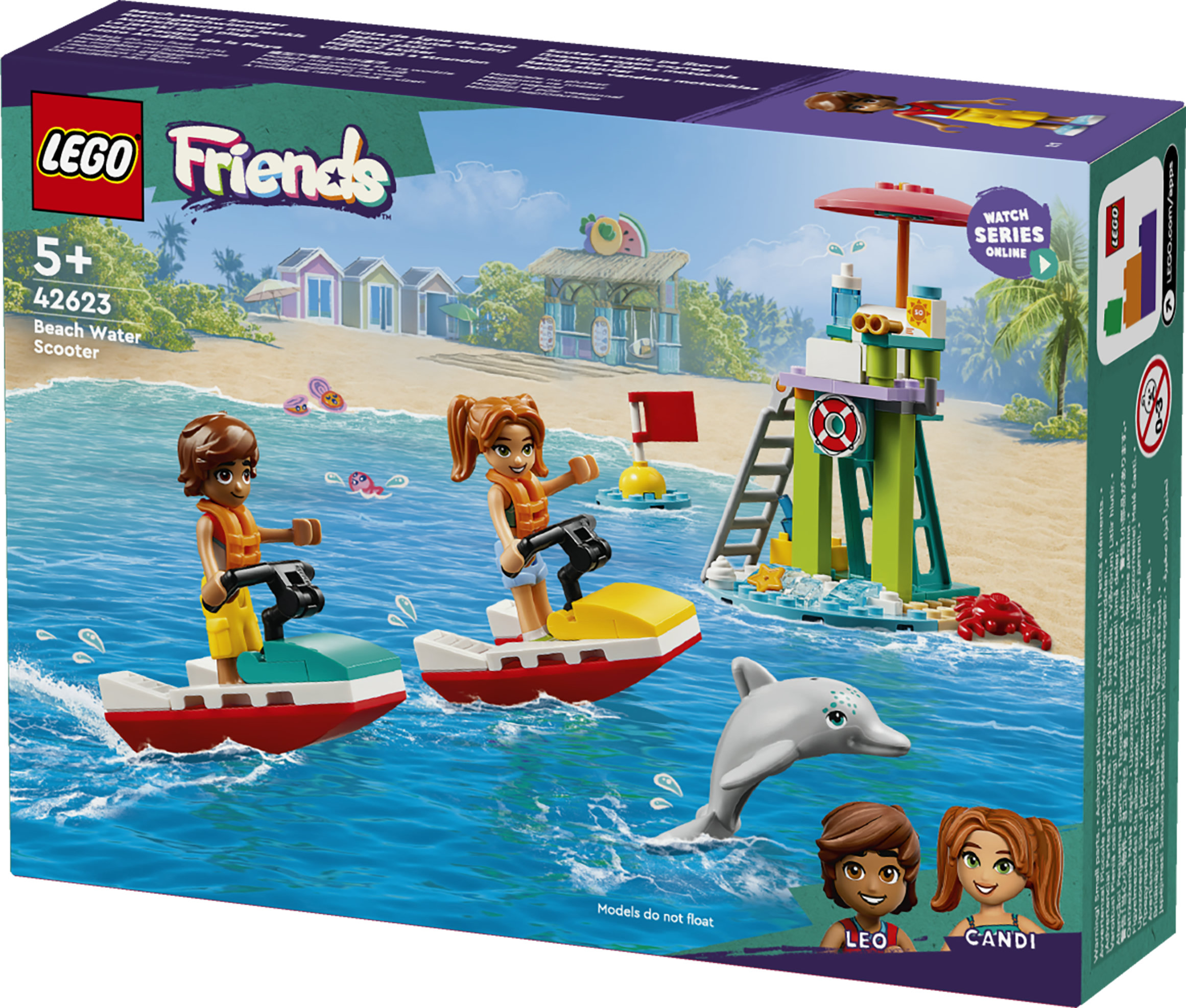 LEGO Friends 42623 Moto d&rsquo;Acqua, Giochi di Ruolo per Bambini 5+ con 2 Mini Doll e Delfino, Giocattoli da Bagnino, Idee Regalo