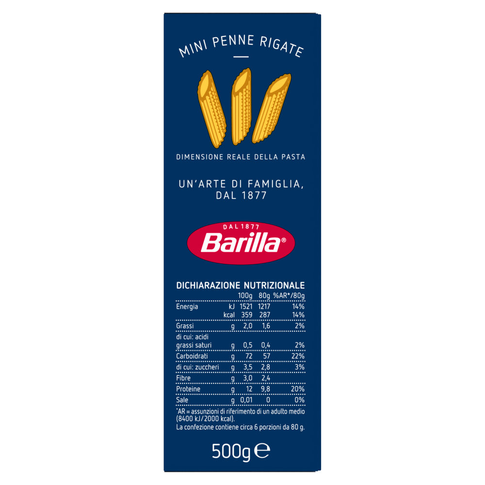 Barilla Pasta Piccolini Mini Penne Rigate 500g