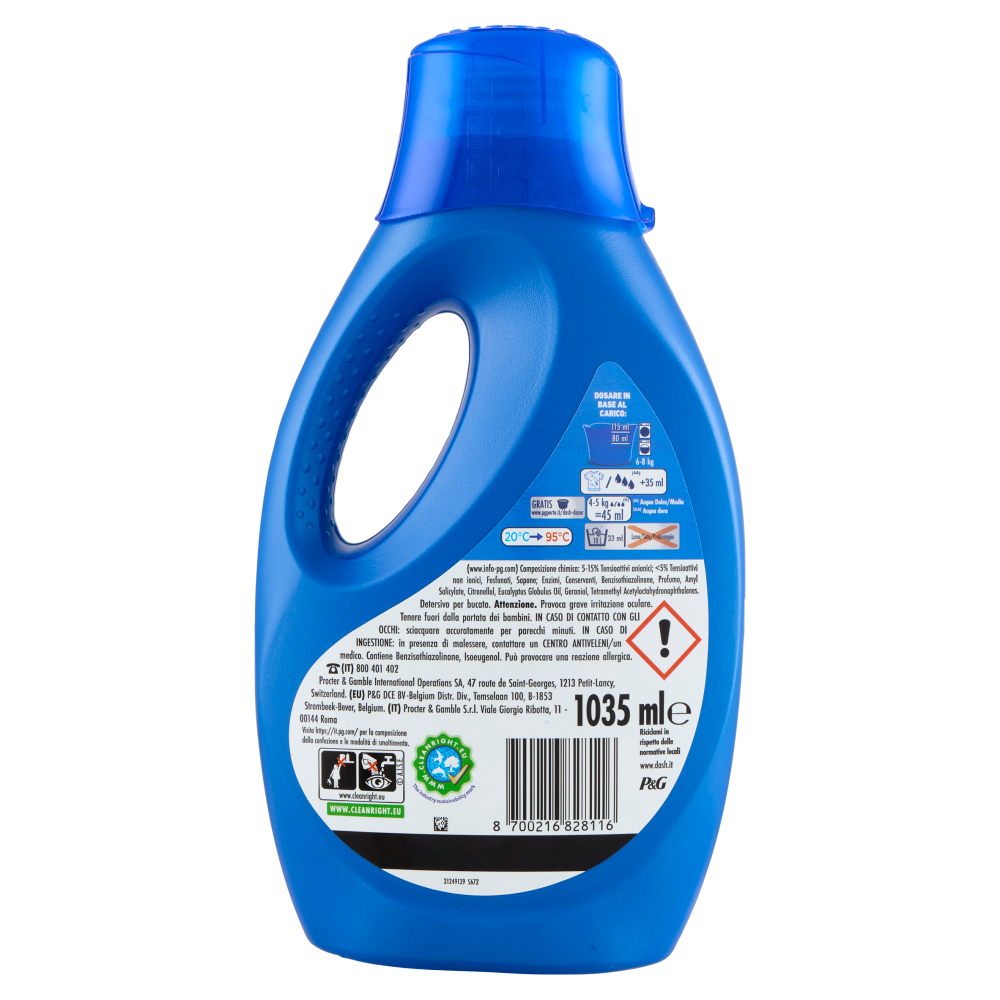 Dash Detersivo Liquido Lavatrice, Salva Colore, 23 Lavaggi 1035 ml