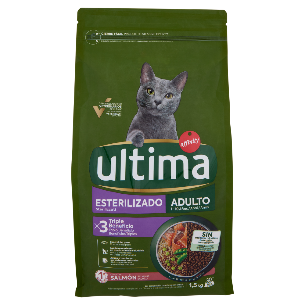 ultima Cat Sterilizzati Adulto 1-10 Anni con Salmone 1,5 kg
