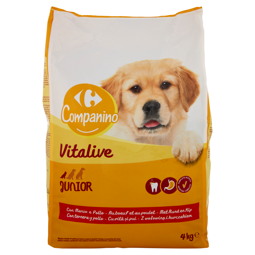 Carrefour Junior Crocchette Con manzo per cani 4 kg