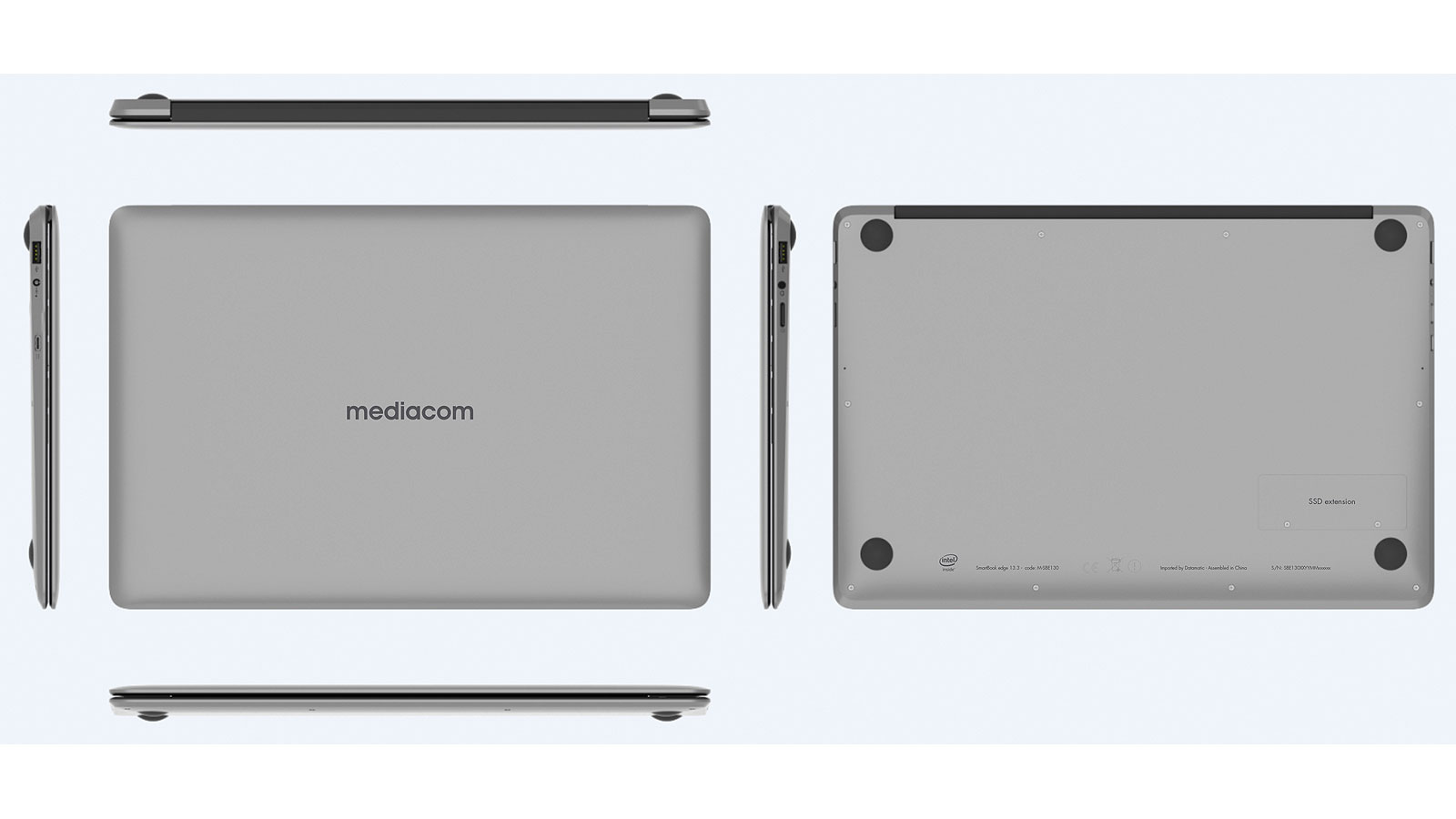 Mediacom SmartBook edge 13.3 Intel® Celeron® N N3350 Computer portatile 33,8 cm (13.3") Full HD 4 GB 64 GB Flash Wi-Fi 5 (802.11ac) Windows 10 Home Grigio