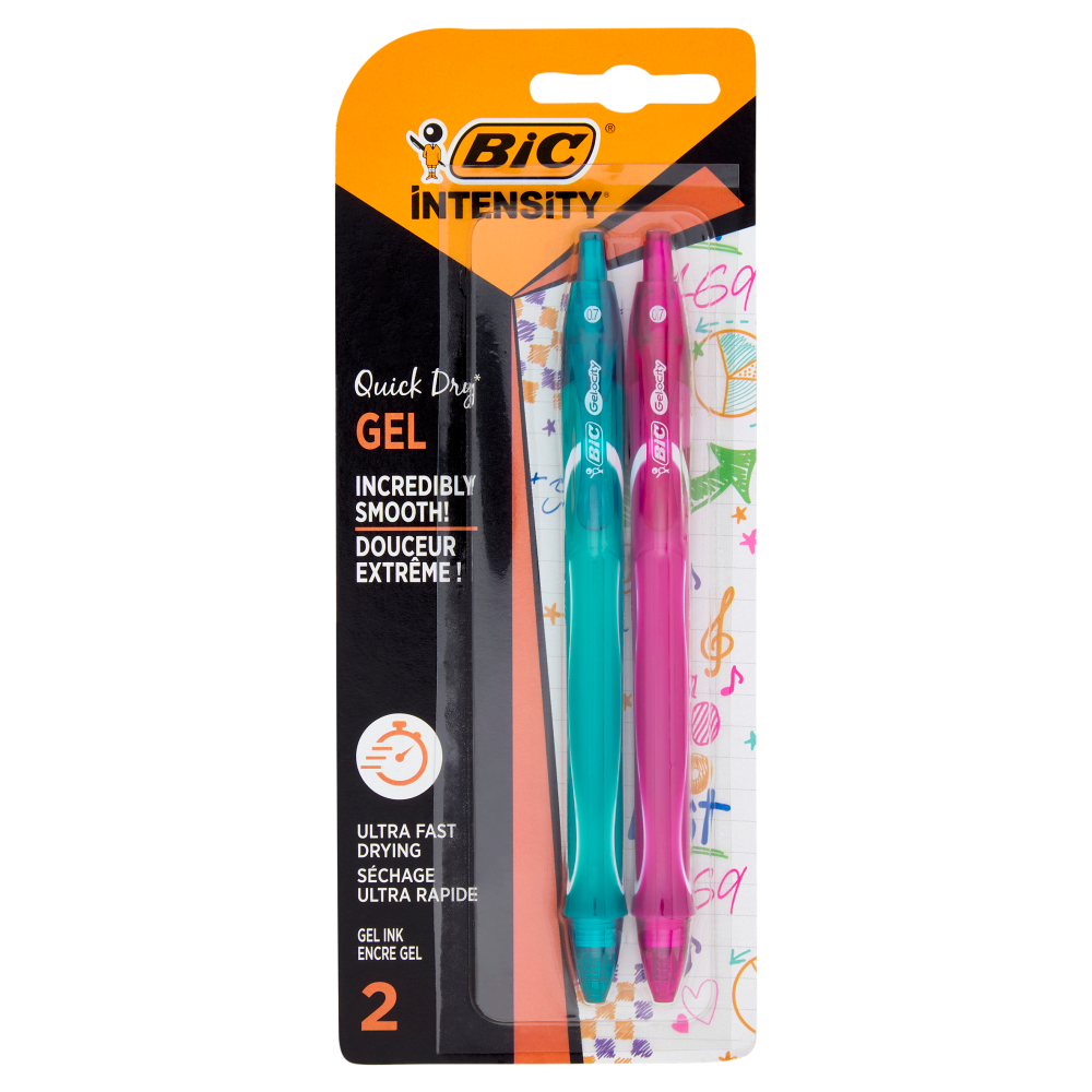 Bic Intensity Quick Dry Penne Gel, Colori Assortiti, 2 pezzi