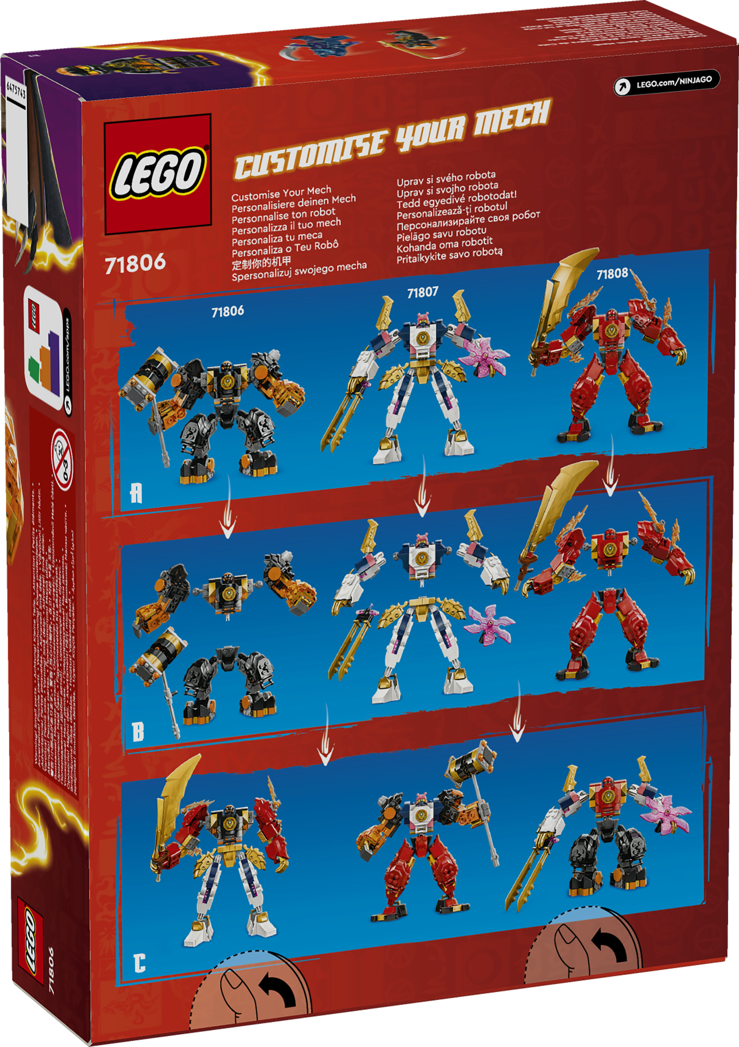 LEGO NINJAGO 71806 Mech Elemento di Terra di Cole, Giochi per Bambini da 7+, Action Figure Personalizzabile con 2 Minifigure