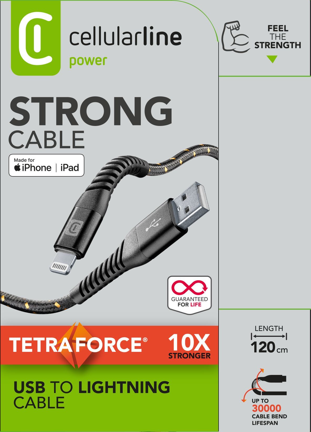 Cellularline Tetra Force Cable 120cm - Lightning Cavo Lightning ultra resistente