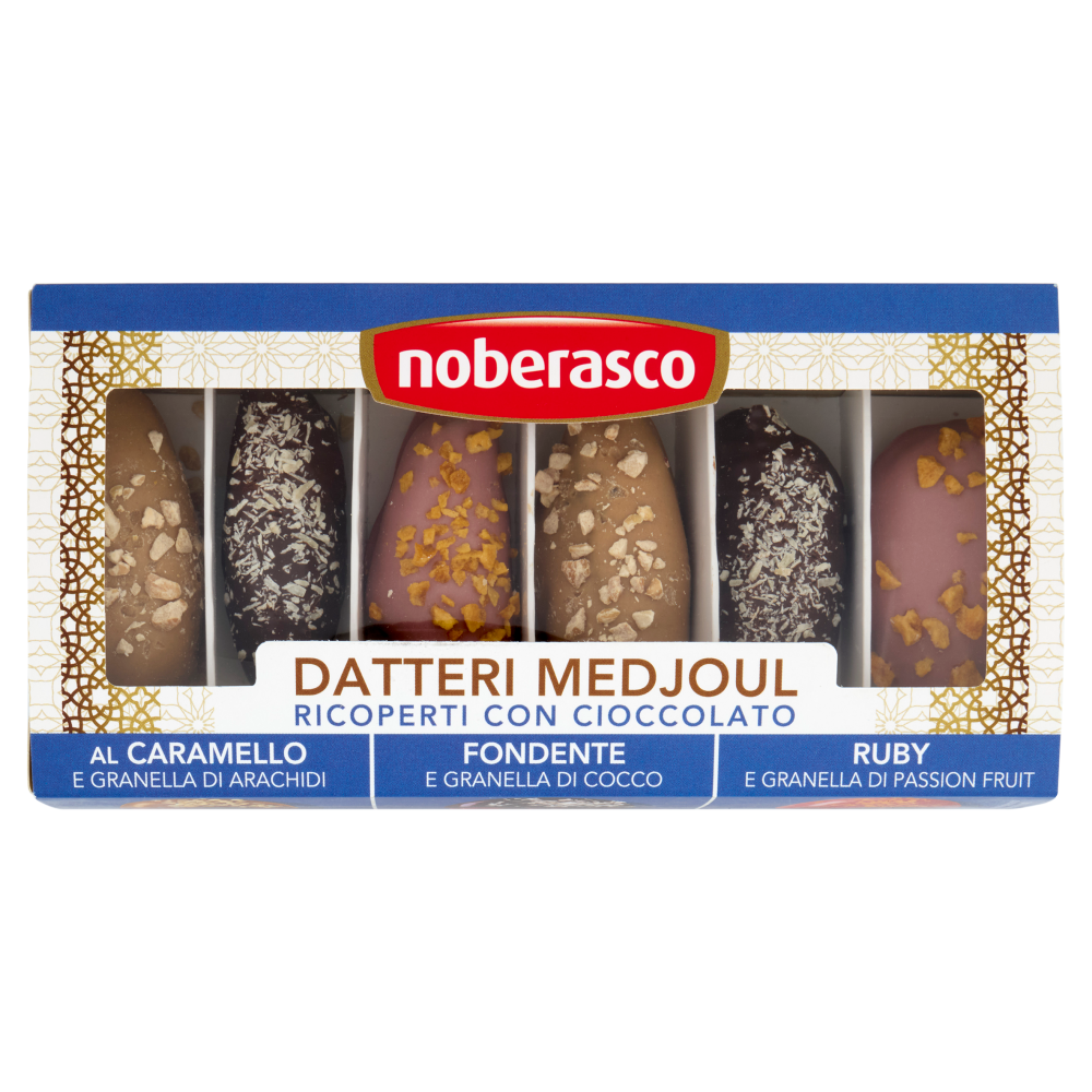 noberasco Datteri Medjoul Ricoperti di Cioccolato al Caramello, Fondente, Ruby 150 g