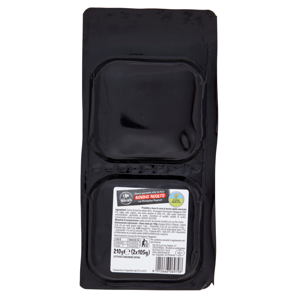 Carrefour il Mercato Carne marinata alla tartare Bovino Adulto con Parmigiano Reggiano 2 x 105 g