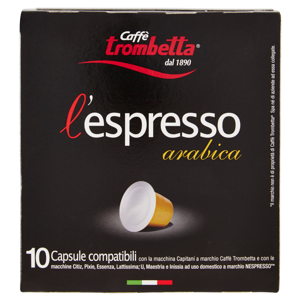 Caff&egrave; trombetta l'espresso arabica 10 Capsule 55 g