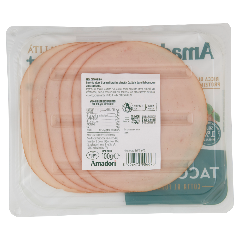 Amadori Qualità 10+ Fesa di Tacchino Cotta al Forno 100 g