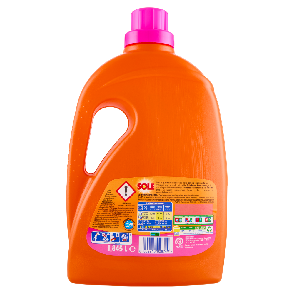 Sole Detersivo lavatrice Potere Smacchiante 41 lavaggi 1,845 L