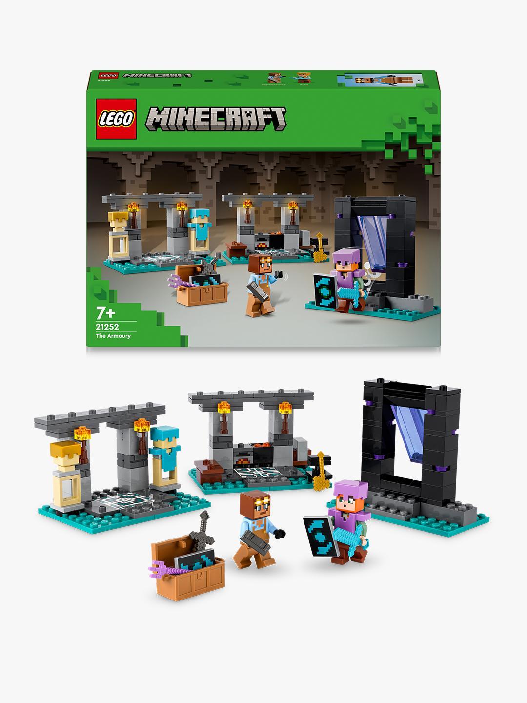 LEGO Minecraft 21252 L'Armeria con Personaggio Alex, Accessori e Armi Giocattolo per Bambini di 7+ Anni e Fan del Videogioco