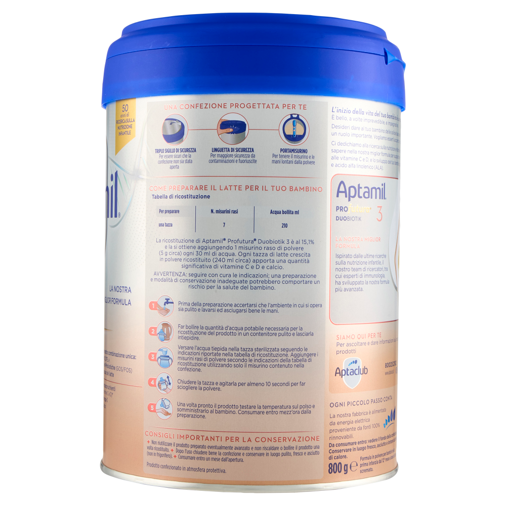 APTAMIL PROFUTURA3, Latte Crescita dai 12 mesi, Polvere, Supporta il Sist Immunit con Vit C&D, 800g