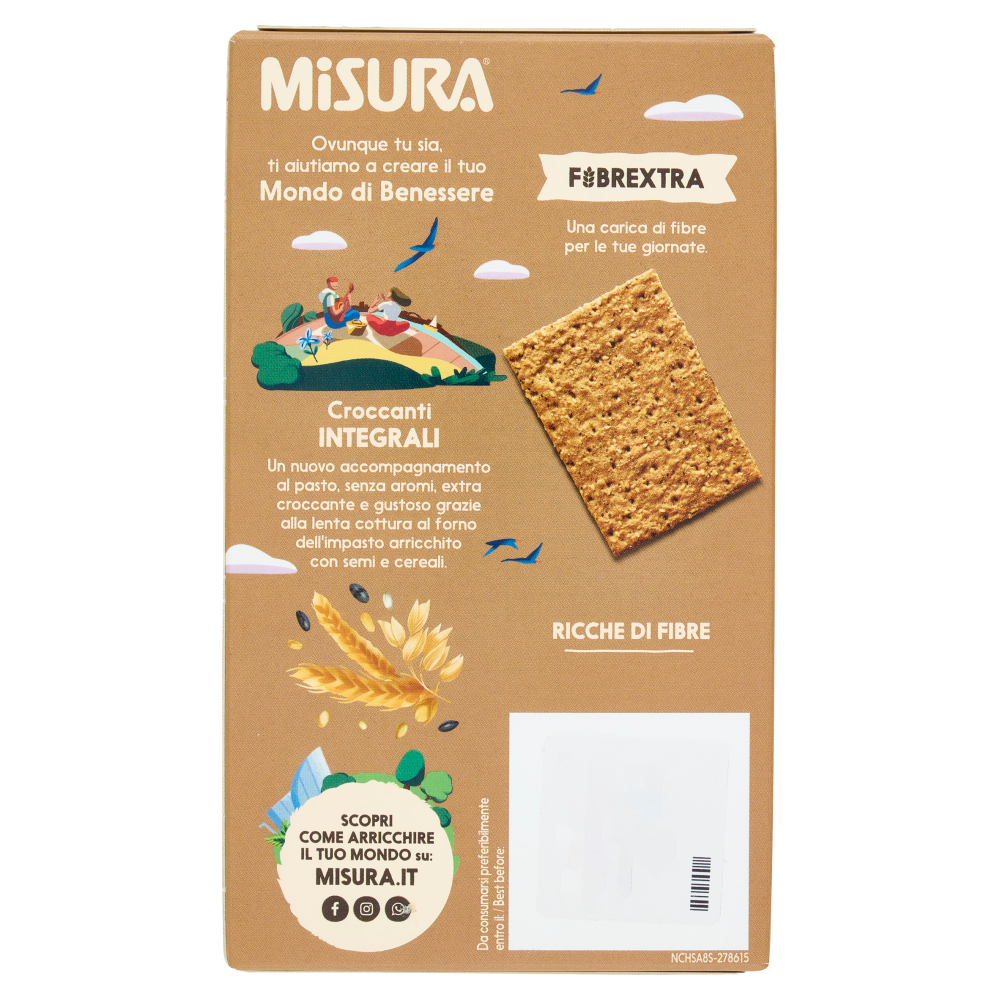 Misura Fibrextra Croccanti Integrali con Semi di Sesamo, Fiocchi d'Avena e Chia 160 g