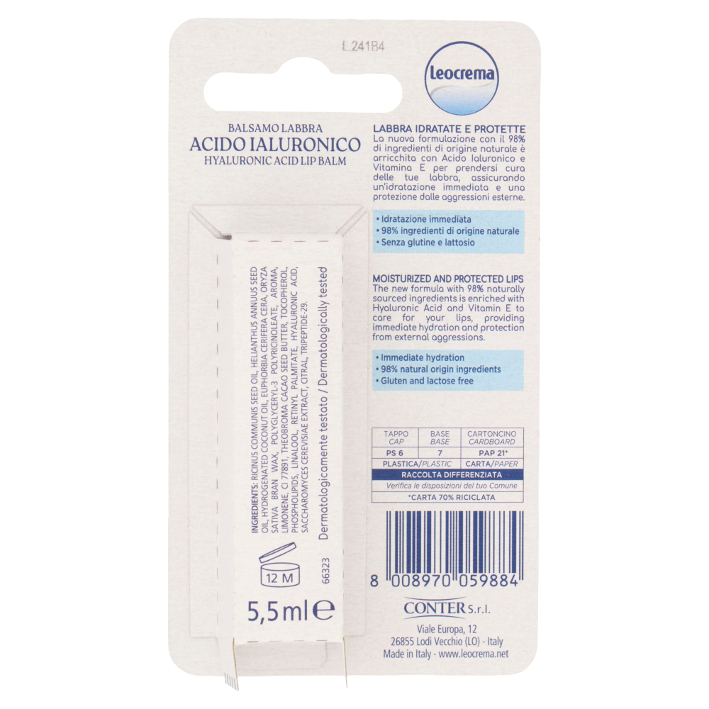 Leocrema Lip Balm Acido Ialuronico 5,5 ml