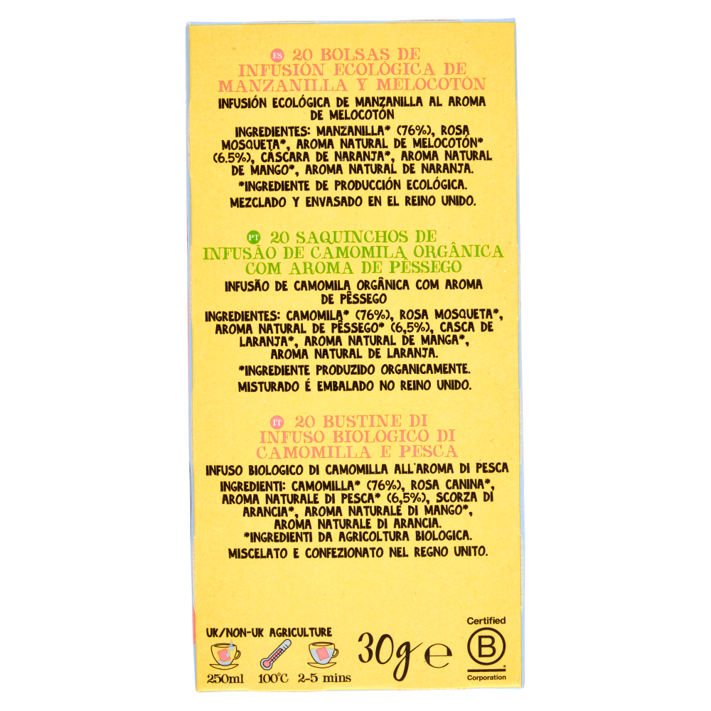CUPPER Infuso Biologico Camomilla e Pesca, Tisana Rilassante Fruttata e Delicata, 20 Bustine 30 g