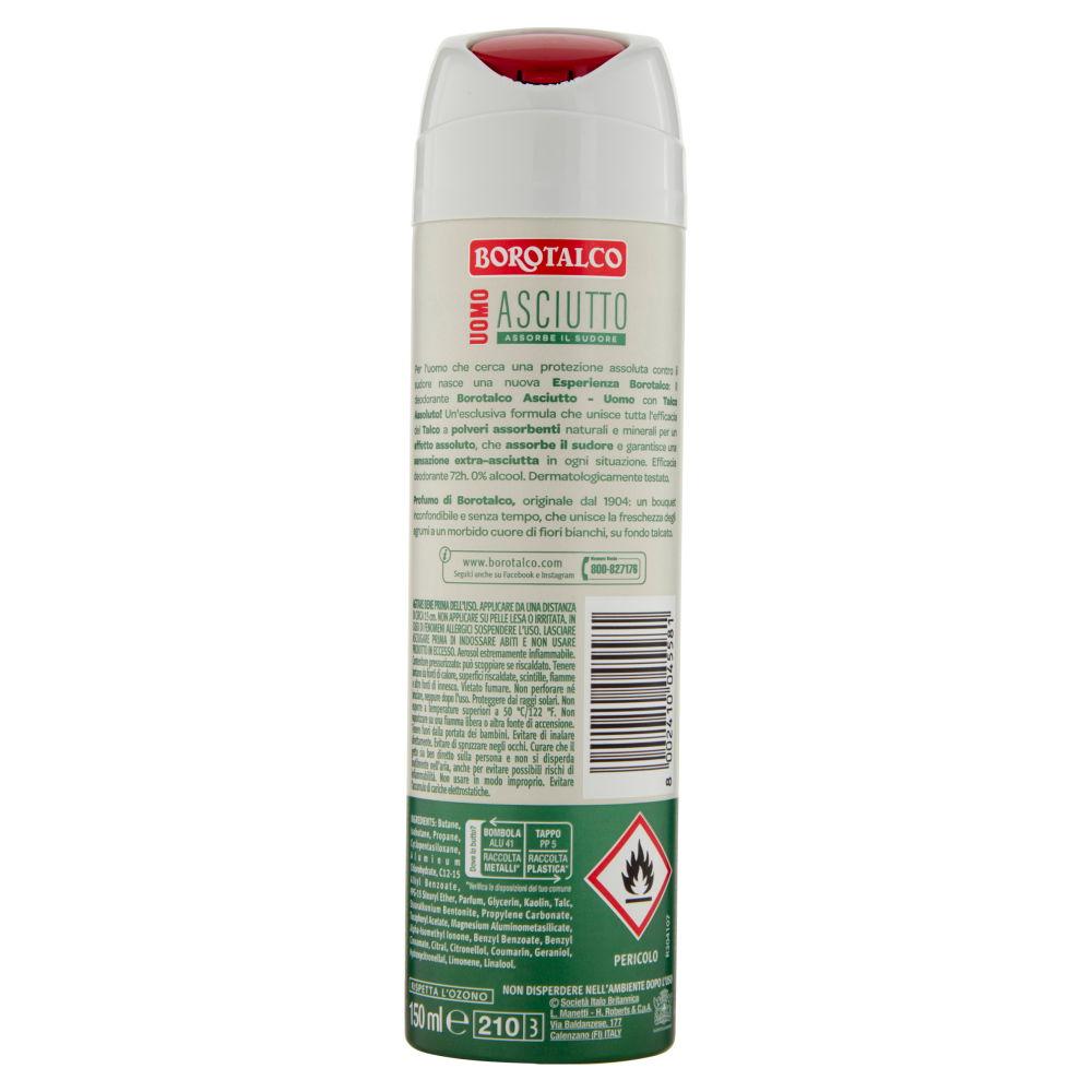 Borotalco Uomo Asciutto Profumo di Borotalco Deo Spray 150 ml
