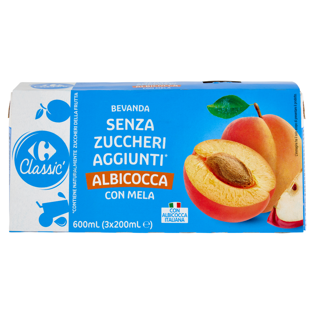 Carrefour Classic Bevanda Senza Zuccheri Aggiunti* Albicocca con Mela 3 x 200 ml