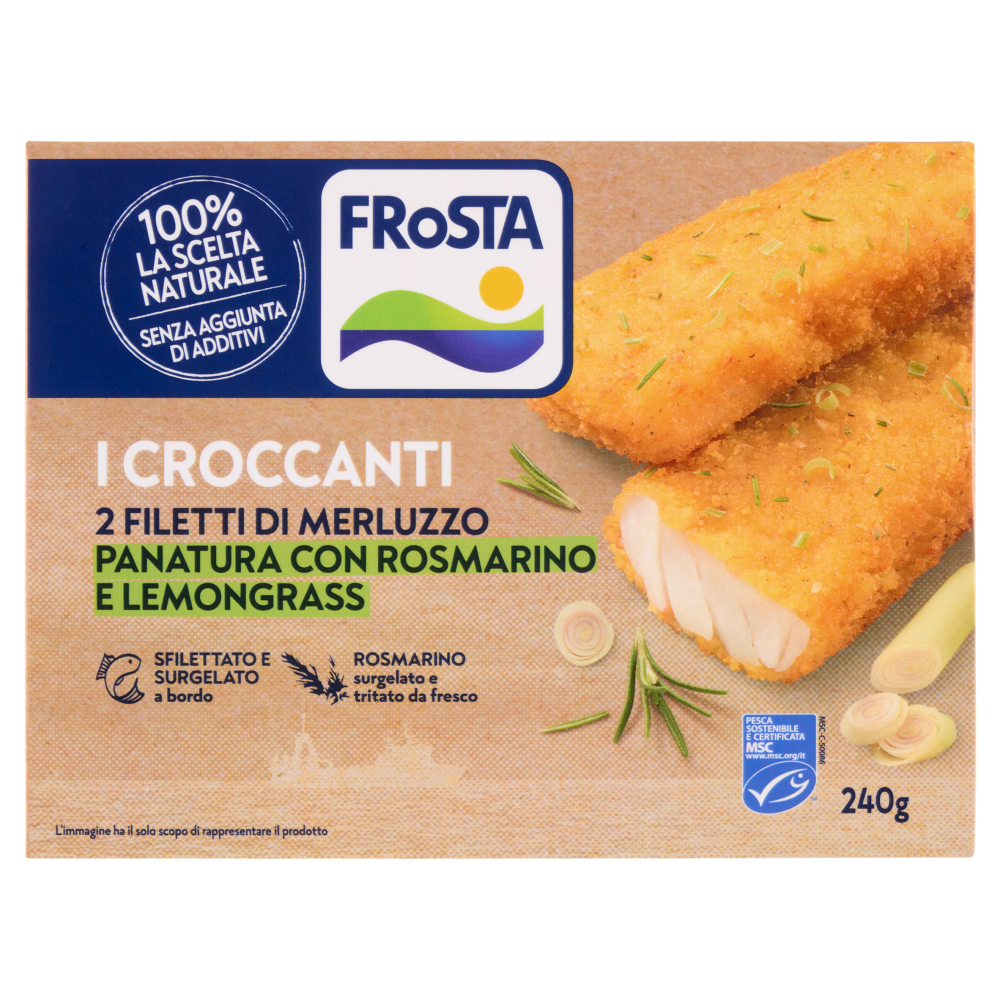 FRoSTA i Croccanti 2 Filetti di Merluzzo Panatura con Rosmarino e Lemongrass 240 g