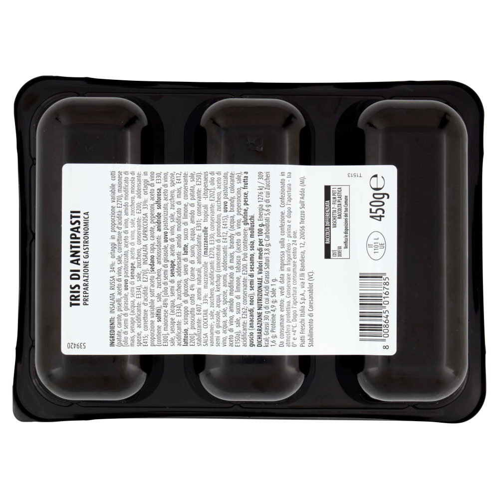 arturo Vogliazzi Tris di Antipasti Russa, Capricciosa, Cocktail di Mazzancolle 450 g