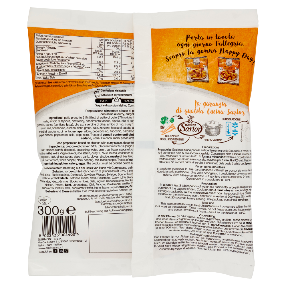 Cucina Sartor Happy Day! Filetti di pollo al Curry Surgelati 300 g