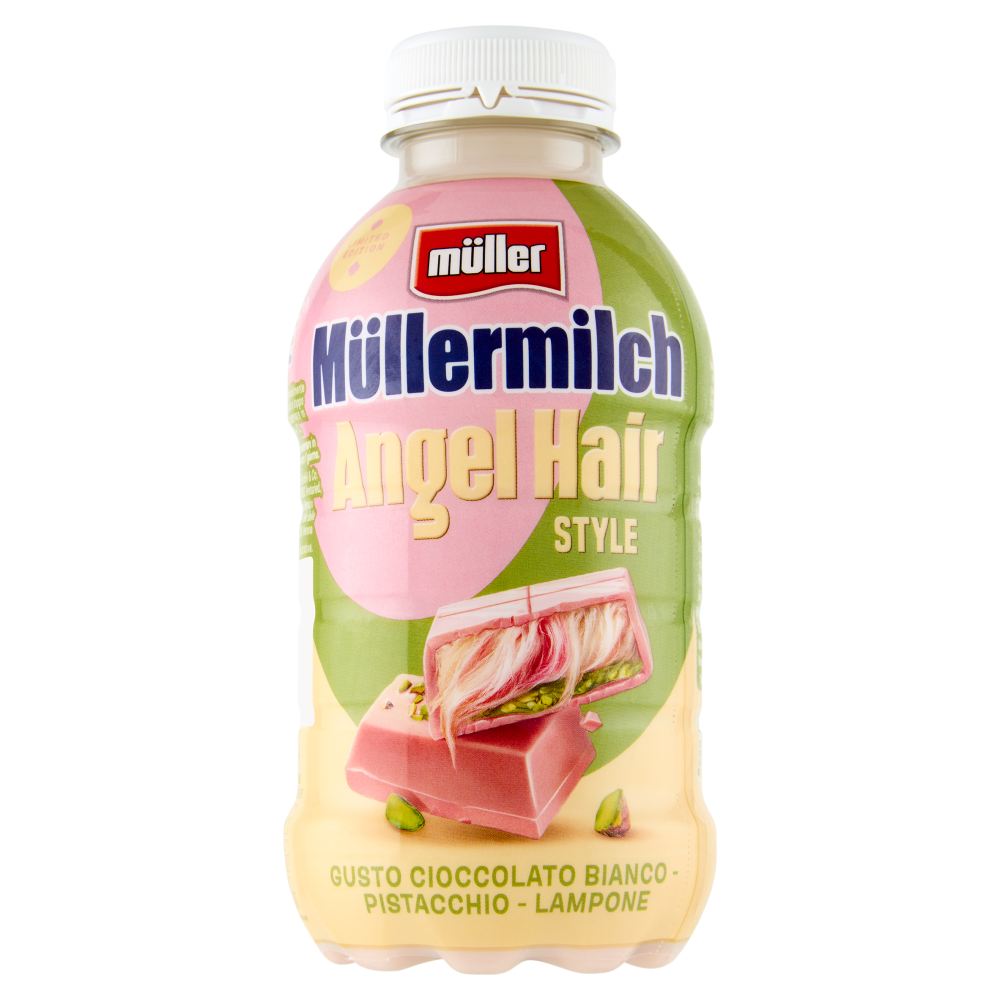 m&uuml;ller M&uuml;llermilch Angel Hair Style Gusto Cioccolato Bianco - Pistacchio - Lampone 418 g